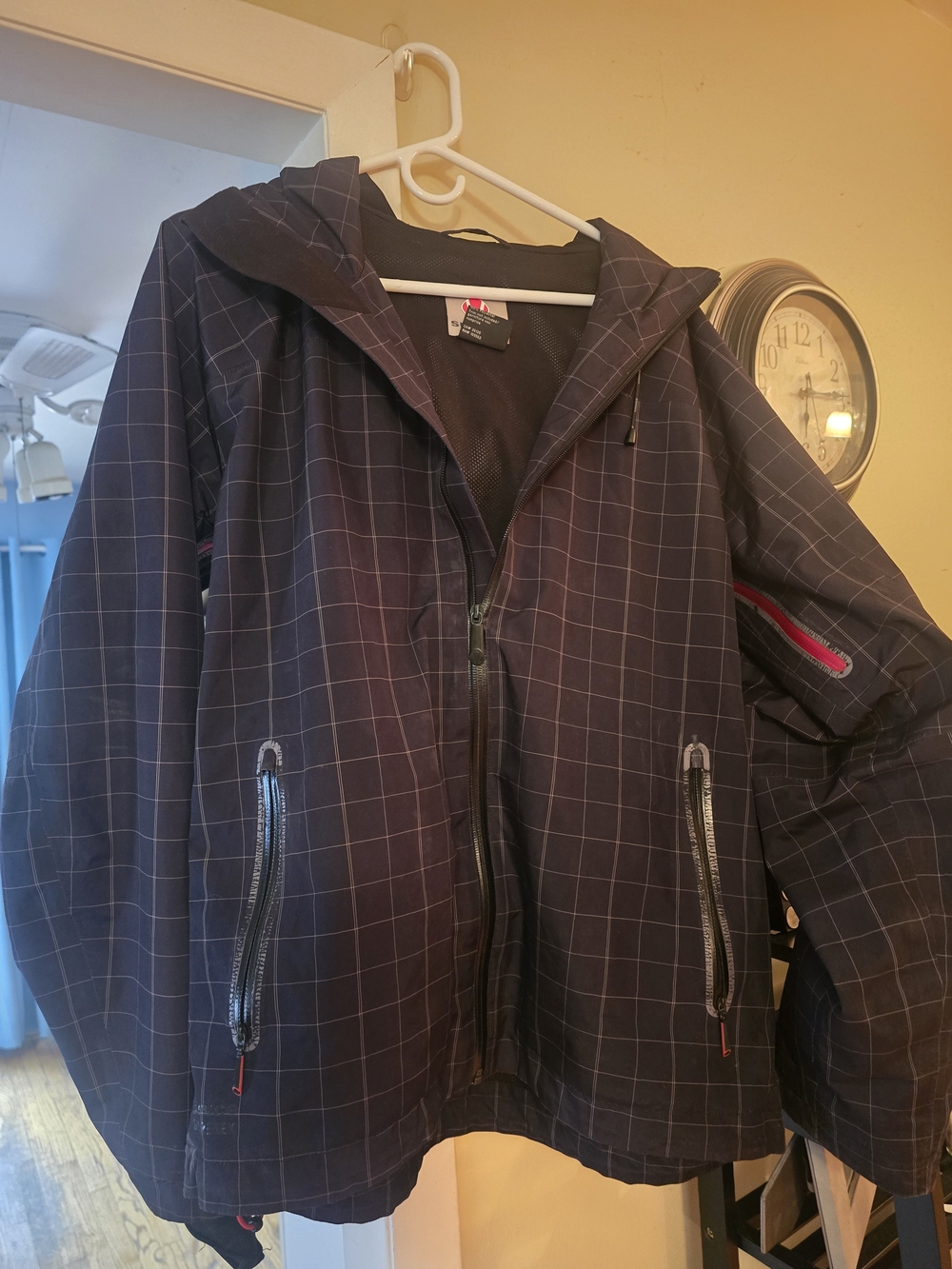 Mens Checkered Jacket in Black & Purple Like New